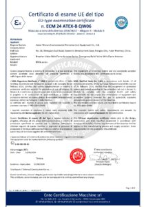 ATEX certificate ECM 24 ATEX-B QW06 for breather valve with flame arrester